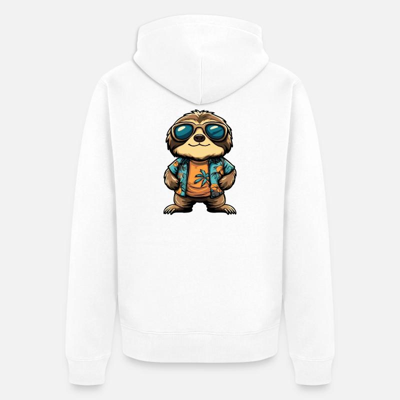 Vacances de la bande dessinée paresseuse - Veste à capuche bio Premium Unisexe - blanc
