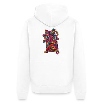 Farbenreiches Gesichts-Porträt- Martina Eßer - Unisex Premium Bio Zip Hoodie - Weiß - Hinten - Thijin (182cm)