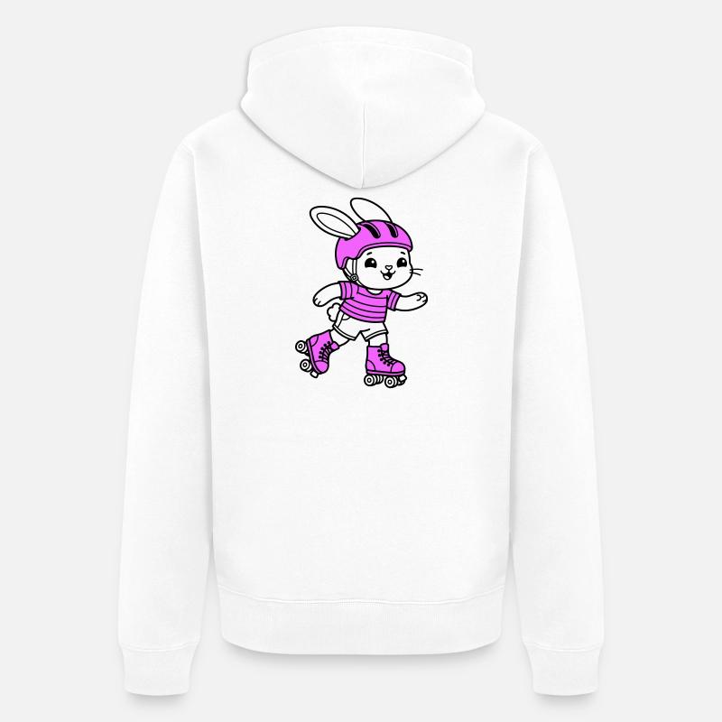 Fille patineuse à roulettes - Veste à capuche bio Premium Unisexe - blanc