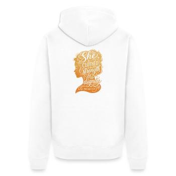 She is clothed in strength & dignity - Unisex Premium Organic Zip Hoodie - white - Back - Thijin (182cm)