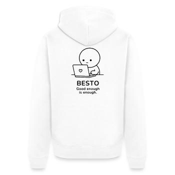 Besto – Good Enough Is Enough | Work Motivation - Unisex Premium Bio Zip Hoodie - Weiß - Hinten - Thijin (182cm)