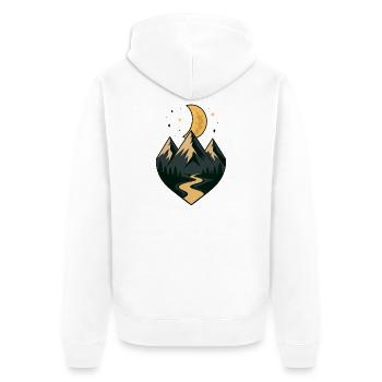 Moonlit Mountain Path - Unisex Premium Organic Zip Hoodie - white - Back - Thijin (182cm)