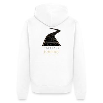 Trust the Journey Motivational Road Design - Unisex Premium Bio Zip Hoodie - Weiß - Hinten - Thijin (182cm)