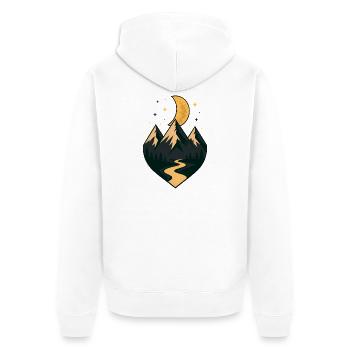 Unter Mond und Gipfeln - Unisex Premium Bio Zip Hoodie - Weiß - Hinten - Thijin (182cm)