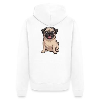 Cartoon-Mopshund-Liebhaber - Unisex Premium Bio Zip Hoodie - Weiß - Hinten - Thijin (182cm)