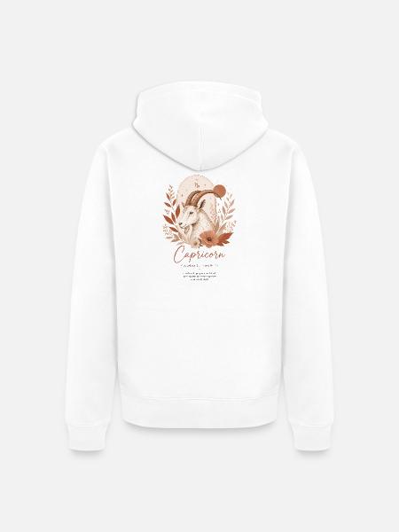 Steinbock-Tierkreis-Terrakotta-Botanische Astrologie - Unisex Premium Bio Zip Hoodie - Weiß