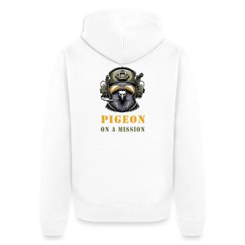Taube im Einsatz - Unisex Premium Bio Zip Hoodie - Weiß - Hinten - Thijin (182cm)