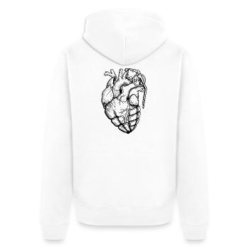Anatomische grenade_coeur_ - Unisex Premium Bio Zip Hoodie - Weiß - Hinten - Thijin (182cm)