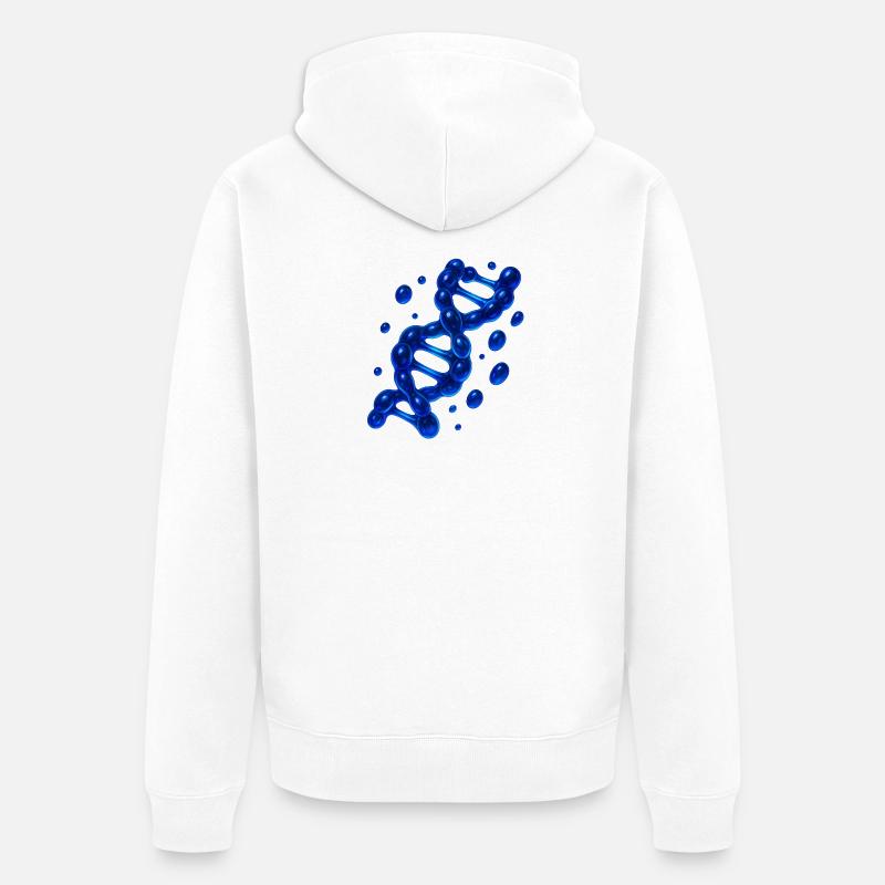 Molécule d’hélice d’ADN 3D Bleu - Veste à capuche bio Premium Unisexe - blanc
