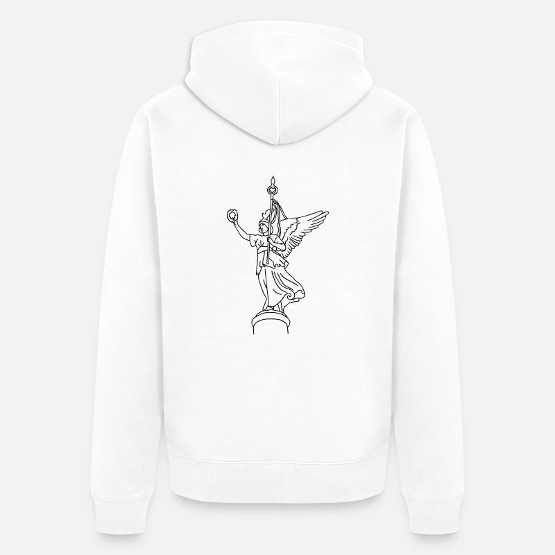 Goldelse auf Siegesäule - Unisex Premium Bio Zip Hoodie - Weiß