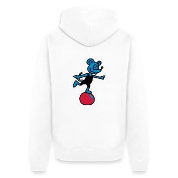 sportliche Maus 3 - Unisex Premium Bio Zip Hoodie - Weiß - Hinten - Thijin (182cm)