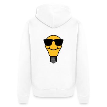 Lightbulb with sunglasses - Unisex Premium Organic Zip Hoodie - white - Back - Thijin (182cm)