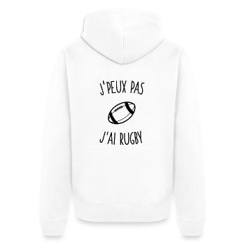 J'peux pas j'ai rugby 1c - Veste à capuche bio Premium Unisexe - blanc - Dos - Thijin (182cm)