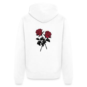 Rosen - Unisex Premium Bio Zip Hoodie - Weiß - Hinten - Thijin (182cm)