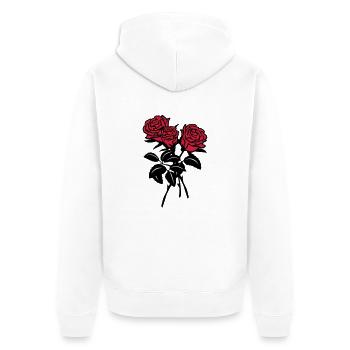 roses - Unisex Premium Bio Zip Hoodie - Weiß - Hinten - Thijin (182cm)