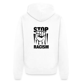 stop_racism_a_f1 - Unisex Premium Organic Zip Hoodie - white - Back - Thijin (182cm)