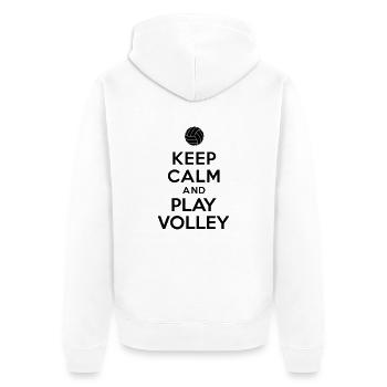 Keep calm and play Volley - Veste à capuche bio Premium Unisexe - blanc - Dos - Thijin (182cm)