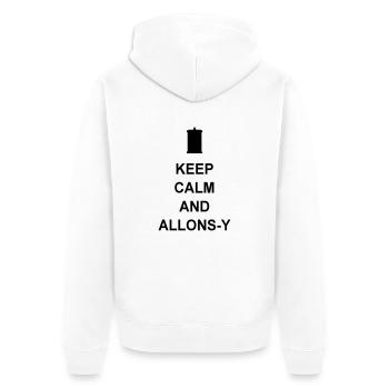 Allons-y - Unisex Premium Bio Zip Hoodie - Weiß - Hinten - Thijin (182cm)