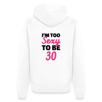 30 Geburtstag - Unisex Premium Bio Zip Hoodie - Weiß - Hinten - Thijin (182cm)