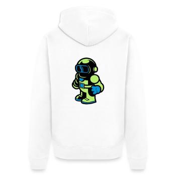 Cartoon Spaceman Astronaut - Unisex Premium Organic Zip Hoodie - white - Back - Thijin (182cm)