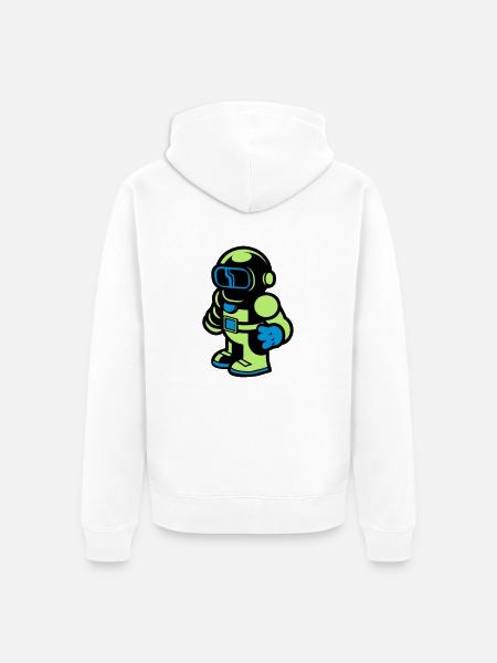 Cartoon Spaceman Astronaut - Unisex Premium Organic Zip Hoodie - white