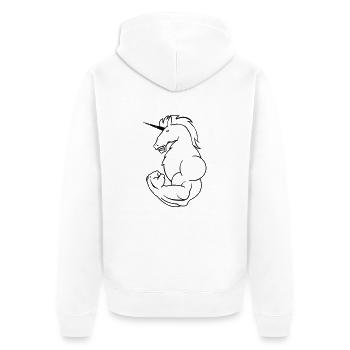 bodybuilding_einhorn - Unisex Premium Bio Zip Hoodie - Weiß - Hinten - Thijin (182cm)