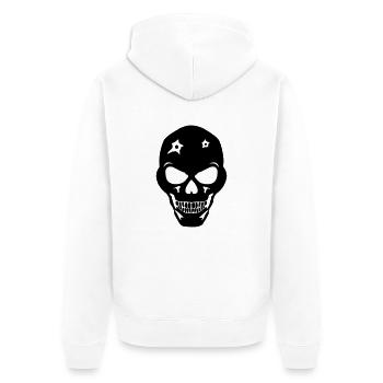 skull_02 - Unisex Premium Bio Zip Hoodie - Weiß - Hinten - Thijin (182cm)