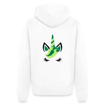 St Patricks day Einhorn-Kind-Magie-Kleeblatt-Baby - Unisex Premium Organic Zip Hoodie - white - Back - Thijin (182cm)