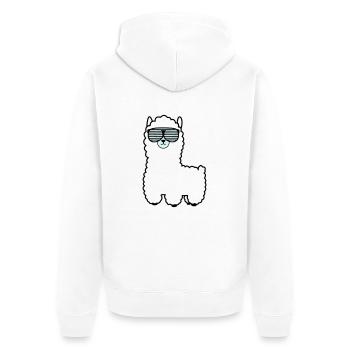 lama_002 - Unisex Premium Bio Zip Hoodie - Weiß - Hinten - Thijin (182cm)
