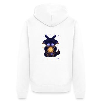 Monsterchen - Unisex Premium Bio Zip Hoodie - Weiß - Hinten - Thijin (182cm)