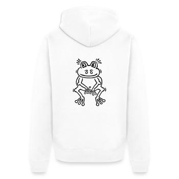 Funny frog in thinker attitude - Unisex Premium Organic Zip Hoodie - white - Back - Thijin (182cm)