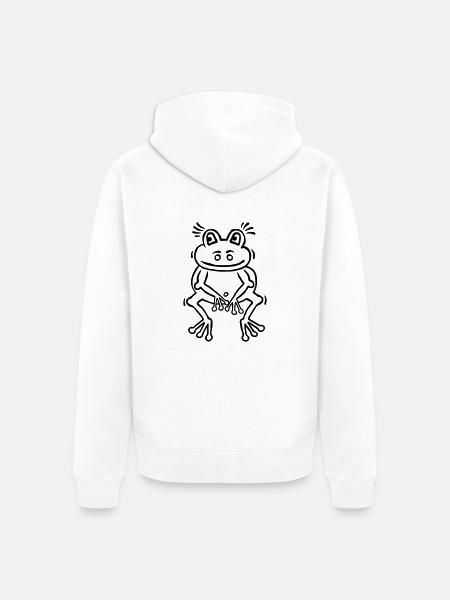 Funny frog in thinker attitude - Unisex Premium Organic Zip Hoodie - white