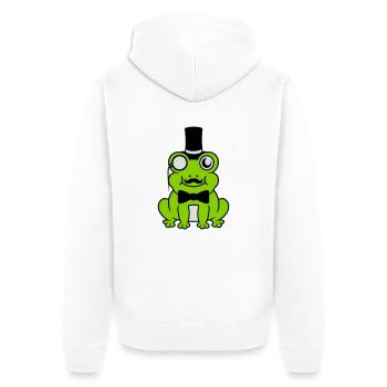 Sir Frog Gentlemen Cylinder - Unisex Premium Organic Zip Hoodie - white - Back - Thijin (182cm)