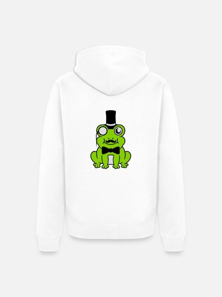 Sir Frog Gentlemen Cylinder - Unisex Premium Organic Zip Hoodie - white