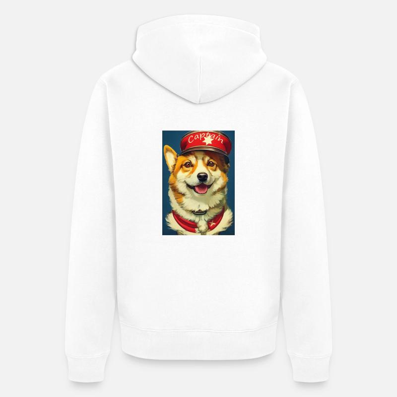Capitaine Corgi - Veste à capuche bio Premium Unisexe - blanc