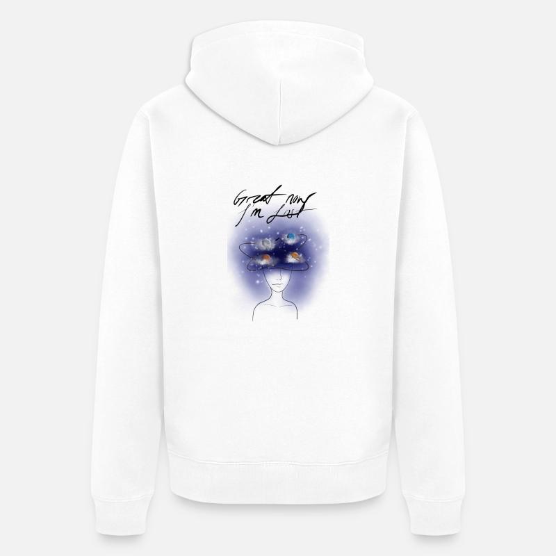 Perdu dans ses pensées - Veste à capuche bio Premium Unisexe - blanc