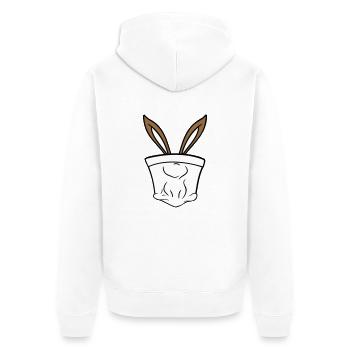 Hase Hasenohren Loch versteckt Tasche lustig süß - Unisex Premium Bio Zip Hoodie - Weiß - Hinten - Thijin (182cm)