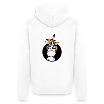 Unicorn Silly Funny Funny Funny Hole Cartoon - Unisex Premium Organic Zip Hoodie - white - Back - Thijin (182cm)