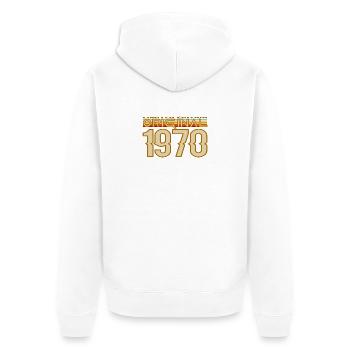 Original 1970 Retro Typography - Veste à capuche bio Premium Unisexe - blanc - Dos - Thijin (182cm)