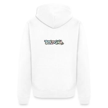 Graffiti-Schriftzug BolognA am Pfeil - Unisex Premium Bio Zip Hoodie - Weiß - Hinten - Thijin (182cm)