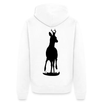 Rehbock stolz - Unisex Premium Bio Zip Hoodie - Weiß - Hinten - Thijin (182cm)