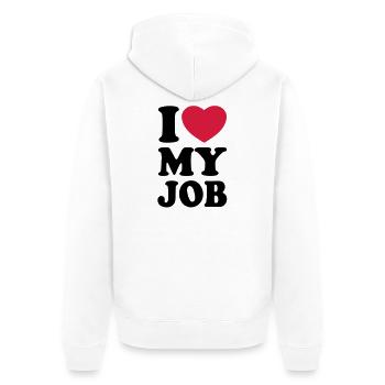 I love my job - J'aime mon travail - Veste à capuche bio Premium Unisexe - blanc - Dos - Thijin (182cm)