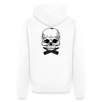Skull with two bullets crossed under the teeth - Unisex Premium Organic Zip Hoodie - white - Back - Thijin (182cm)