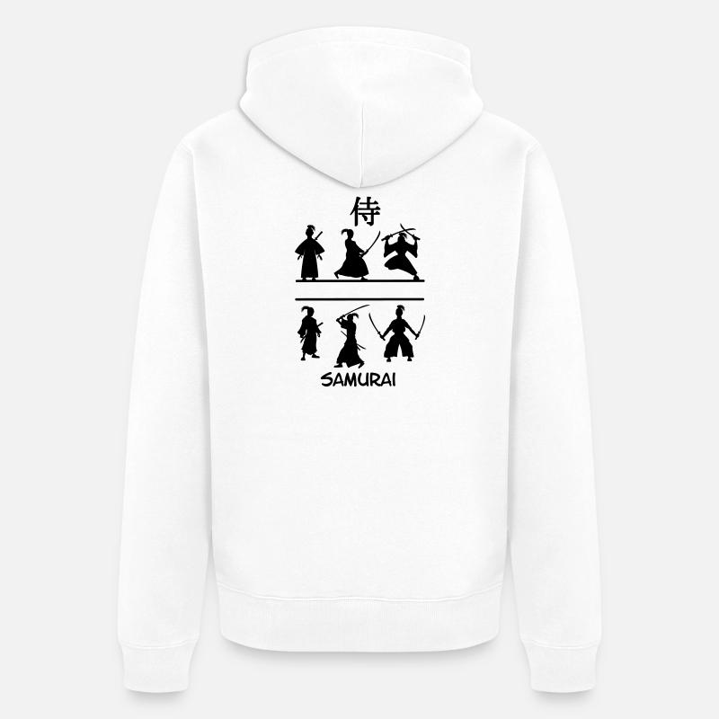Samurai mit Schwertern - Unisex Premium Bio Zip Hoodie - Weiß