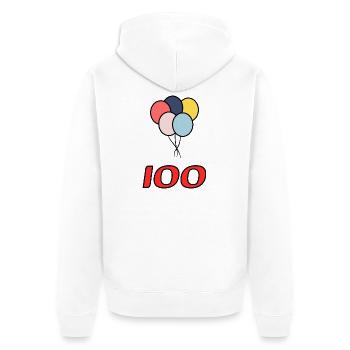 100. 100 YEARS. 100th ANNIVERSARY. BIRTHDAY 100 - Unisex Premium Organic Zip Hoodie - white - Back - Thijin (182cm)