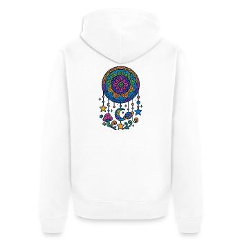 Capteur de rêves psychédélique dans l’univers - Veste à capuche bio Premium Unisexe - blanc - Dos - Thijin (182cm)