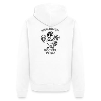 Rooster’s Here! - Funny Party in October Design - Unisex Premium Organic Zip Hoodie - white - Back - Thijin (182cm)