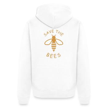Rettet die Bienen Ökodesign - Unisex Premium Bio Zip Hoodie - Weiß - Hinten - Thijin (182cm)