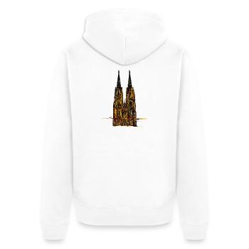 Kölner Dom - Unisex Premium Bio Zip Hoodie - Weiß - Hinten - Thijin (182cm)