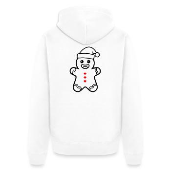 Bonhomme en pain d’épices sucré | Noël avec le cœur - Veste à capuche bio Premium Unisexe - blanc - Dos - Thijin (182cm)